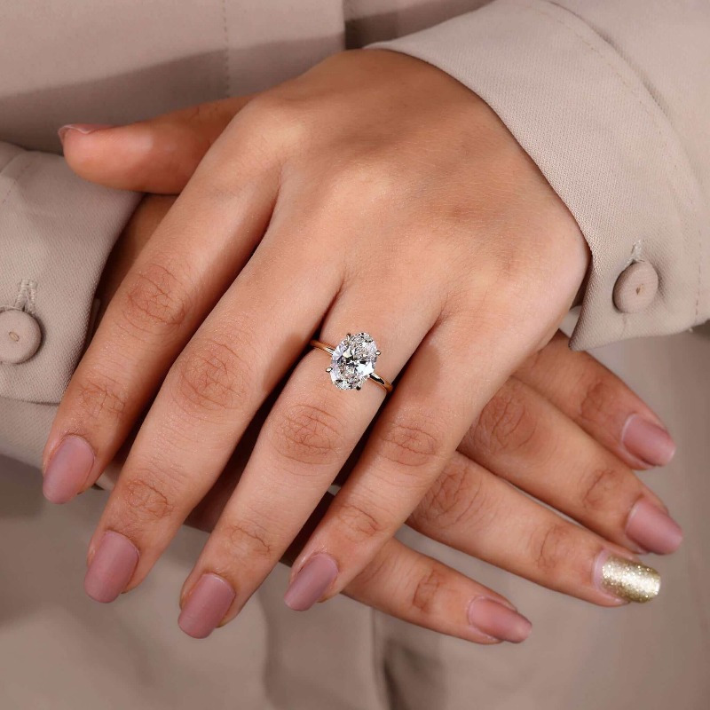 Synthetic Zircon 925 Silver Golden Oval Ring